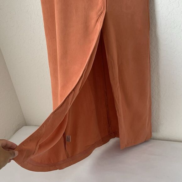 Vintage Tommy Bahama Maxi Dress Women 10 Orange 100% Silk Sleeveless 90s Beach - Picture 4 of 11